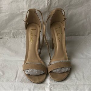 Nude faux suede heels